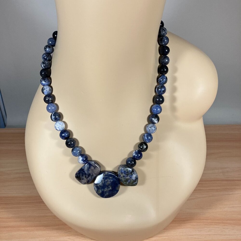 Handcrafted Blue Sodalite Necklace - 18" Long.
